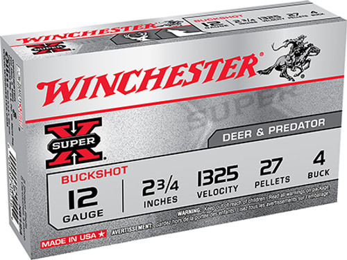 Winchester Super X 12 GA 27 Pellets 4 Buck Shot XB124