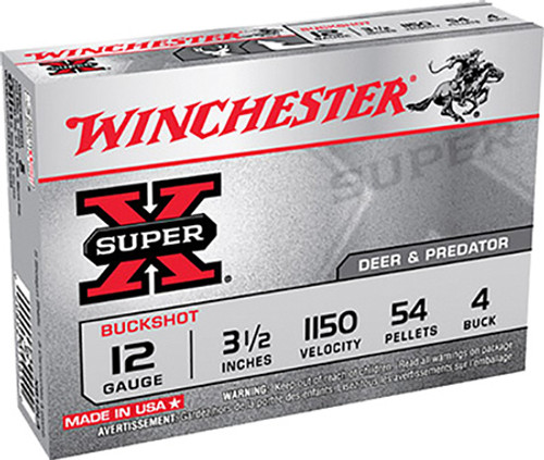 Winchester Super X 12 GA 54 Pellets 4 Buck Shot XB12L4