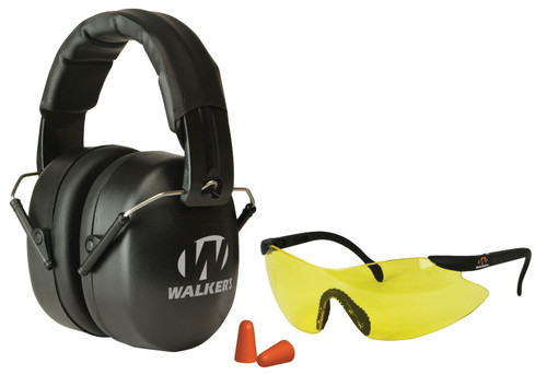 Walker's Ext Folding Range Muff & Glasses Plugs Combo Black GWP-FM3GFP