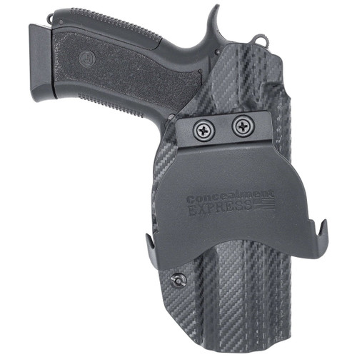 Rounded CZ 75 SP01 Phantom OWB Kydex Paddle Holster Carb on FIber CZU-75SP01PHNTM-CF-LH-OWBPDL