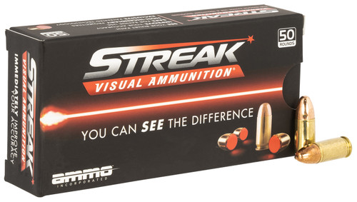 Ammo Inc Streak Visual 9mm 124 gr 1065 fps Total Metal Case 9124TMCSTRKRED50
