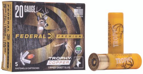 Federal Vital-Shok Trophy Copper 20 GA 5/8 oz Sabot Slug Shot P208 TC