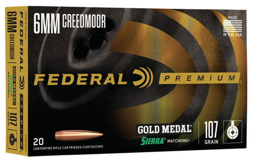 Federal Gold Medal 6mm Creedmoor 107 Grain Sierra MatchKing BTHP GM6CRDM1