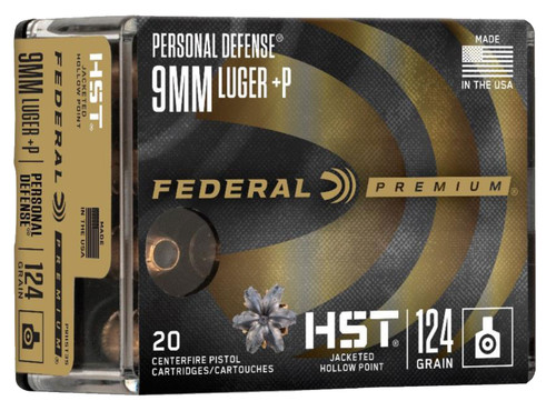 Federal Personal Defense 9mm +P 124 Grain HST Jacketed Hollow Point P9HST3S