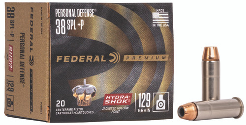 Federal Personal Defense 38 Special +P 129 Grain Hydra-Shok Jacketed Hollow Point P38HS1