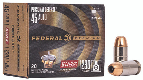 Federal Personal Defense 45 ACP 230 Grain Hydra-Shok Jacketed Hollow Point P45HS1