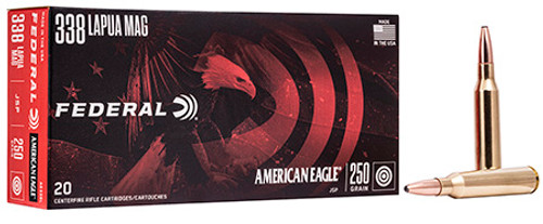 Federal American Eagle 338 Lapua Mag 250 Grain Jacketed Soft Point AE338L