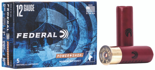 Federal Power-Shok Magnum 20 GA 1 1/4 oz 2 Buck Shot F207 2B