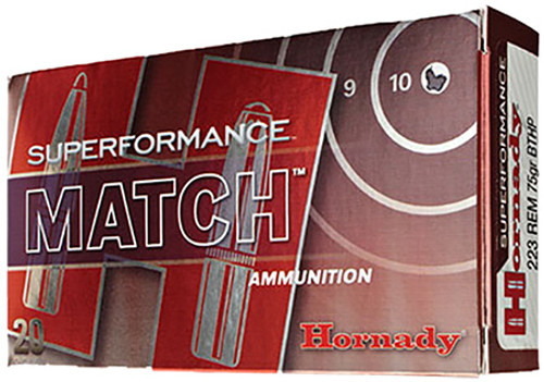 Hornady Superformance Match 223 Rem 75 gr Hollow Point Boat-Tail Match 80264