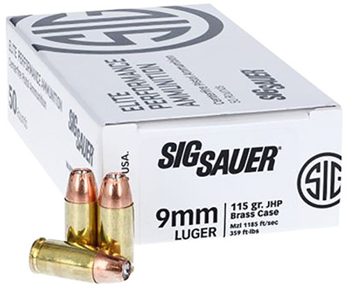 Sig Sauer Elite 9mm 115 Grain V-Crown Jacketed Hollow Point E9MMJHP115-50