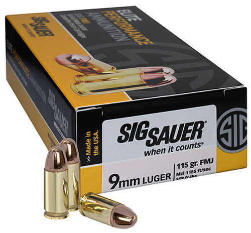 Sig Sauer Elite 9mm 115 Grain Full Metal Jacket E9MMB1-50