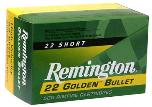 Remington Golden Bullet 22 Short 29 Grain Plated Lead Round Nose 21000
