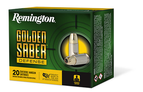 Remington Golden Saber Defense 9mm 124 Grain Brass Jacket Hollow Point 27601