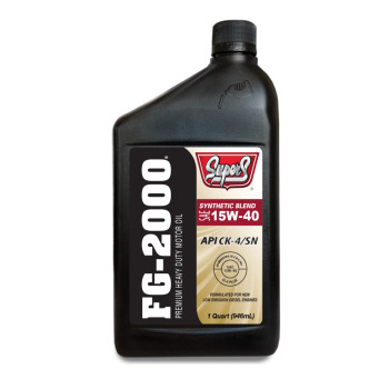 SUPER S FG-2000 HEAVY DUTY SYNTHETIC BLEND 15W40 CK-4 MOTOR OIL 12/1 QUART GTSUS95-12