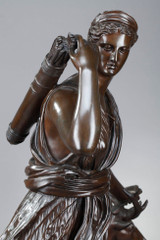 SCULPTURE EN BRONZE, "DIANE CHASSERESSE", FONDEUR BARBEDIENNE