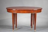 TABLE OVALE DE STYLE DIRECTOIRE A ALLONGES EN PLACAGE D'ACAJOU TABLE OVALE DE STYLE DIRECTOIRE A ALLONGES EN PLACAGE D'ACAJOU