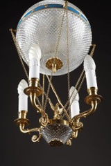 GILDED BRONZE AND CRYSTAL HOT-AIR BALLOON CHANDELIER