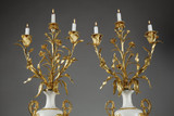 PAIR OF VERY LARGE BALUSTER CANDELABRA, SIGNED EUGÈNE HAZART