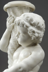 Statue in white Carrara marble