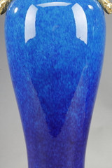 Sèvres ceramic vases with blue monochrome decoration Attributed to Paul Milet