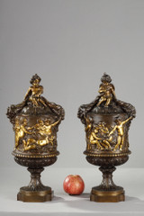 Pair of finely chased bronze vases