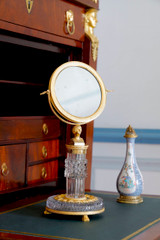 CHARLES X CUT CRYSTAL AND GILT BRONZE MOUNT VOILETTE MIRROR