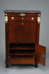 Consulat mahogany and mahogany veneer chest of drawers & secretary