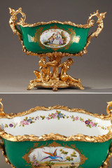 Porcelain and gilt bronze planter decorated with gallant couples