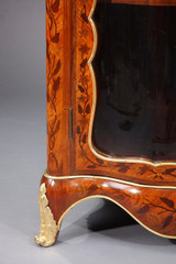 Wooden display case with floral marquetry