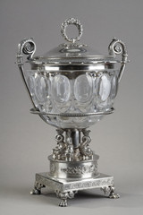 Сахарница или варенье из хрусталя, серебра и позолоченного серебра