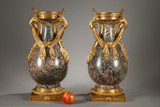 PAIR OF LOUIS XVI STYLE URNS IN RUSSIAN JASPER