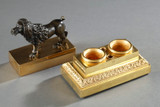 Bronze Lion Dog Inkwell