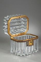 切割水晶、镀金青铜和蓝色水晶盒