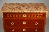 TRANSITIONAL STYLE CHEST OF DRAWERS IN MARQUETTERY OF WOOD AND GILDED BRONZE