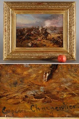 PAINTING DEPICTING FRENCH CUIRASSIERS AT WATERLOO, SIGNED EUGÈNE CHARPENTIER