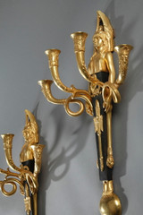 PAIR OF EMPIRE PERIOD BRONZE WALL SCONCES