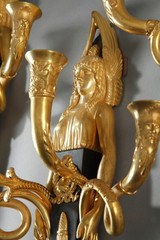 PAIR OF EMPIRE PERIOD BRONZE WALL SCONCES
