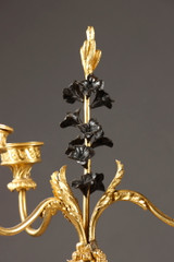 Paire de candélabres en bronze et marbre, d' époque Directoire