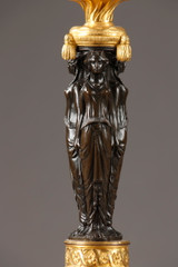 Paire de candélabres en bronze et marbre, d' époque Directoire