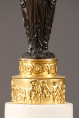 Paire de candélabres en bronze et marbre, d' époque Directoire