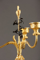 Paire de candélabres en bronze et marbre, d' époque Directoire