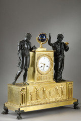Mantel clock with two sculpted figures