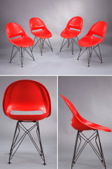 SET OF FOUR CHAIRS WITH BASE IN CHARLES EAMES STYLE 