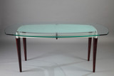 MAHOGANY DINING TABLE AND SIX CHAIRS - 60S ITALIAN DESIGN