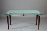 TABLE DE SALLE A MANGER ET SIX CHAISES EN ACAJOU - DESIGN ITALIEN DES ANNEES 60