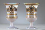 Pair of medici vases in opaline a decor desvignes