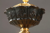 ÉCRITOIRE ANCIEN EN BRONZE ET MARBRE DE SIENNE, EPOQUE XIXE SIECLE ÉCRITOIRE ANCIEN EN BRONZE ET MARBRE DE SIENNE, EPOQUE XIXE SIECLE