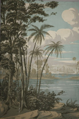 Grande toile peinte XIXe siècle