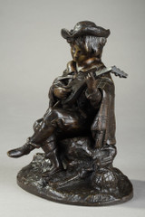 FIGURE EN BRONZE "LE JOUEUR DE MANDOLINE", XIXE SIECLE