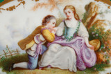 ANTIQUE PLANTER IN PORCELAIN AND BRONZE DECORATED WITH GALLANT COUPLES